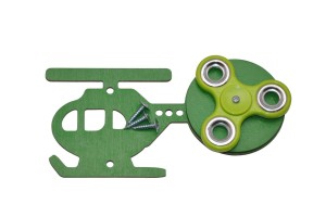 Zielony helikopter i spinner do tablicy manipulacyjnej.  
