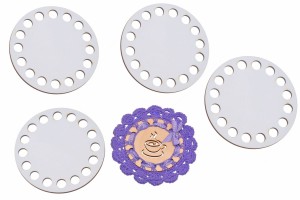 Kolorowe bazy do szydełkowania,  niebieska baza 10 cm, podkładka pod kubek, filiżankę, szklankę - zestaw 4 sztuki.   