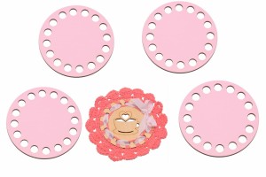 Kolorowe bazy do szydełkowania, pastelowy róż baza 10 cm, podkładka pod kubek, filiżankę, szklankę - zestaw 4 sztuki.    